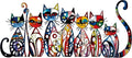 Wesiti Metal Cat Wall Art Decor Colorful Sculptural Mid Century 14 x 6.3