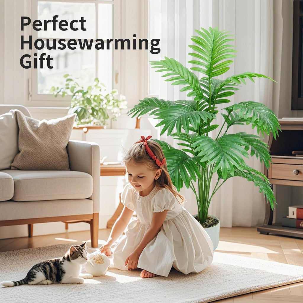 Freyalife 28“ Fake Plant Large Artificial Plam Tree for Indoor Room Decor,Faux Potted Plant for Home Offce Balcony Livingroom Bathroom Bedroom Outdoor Courtyard Decor