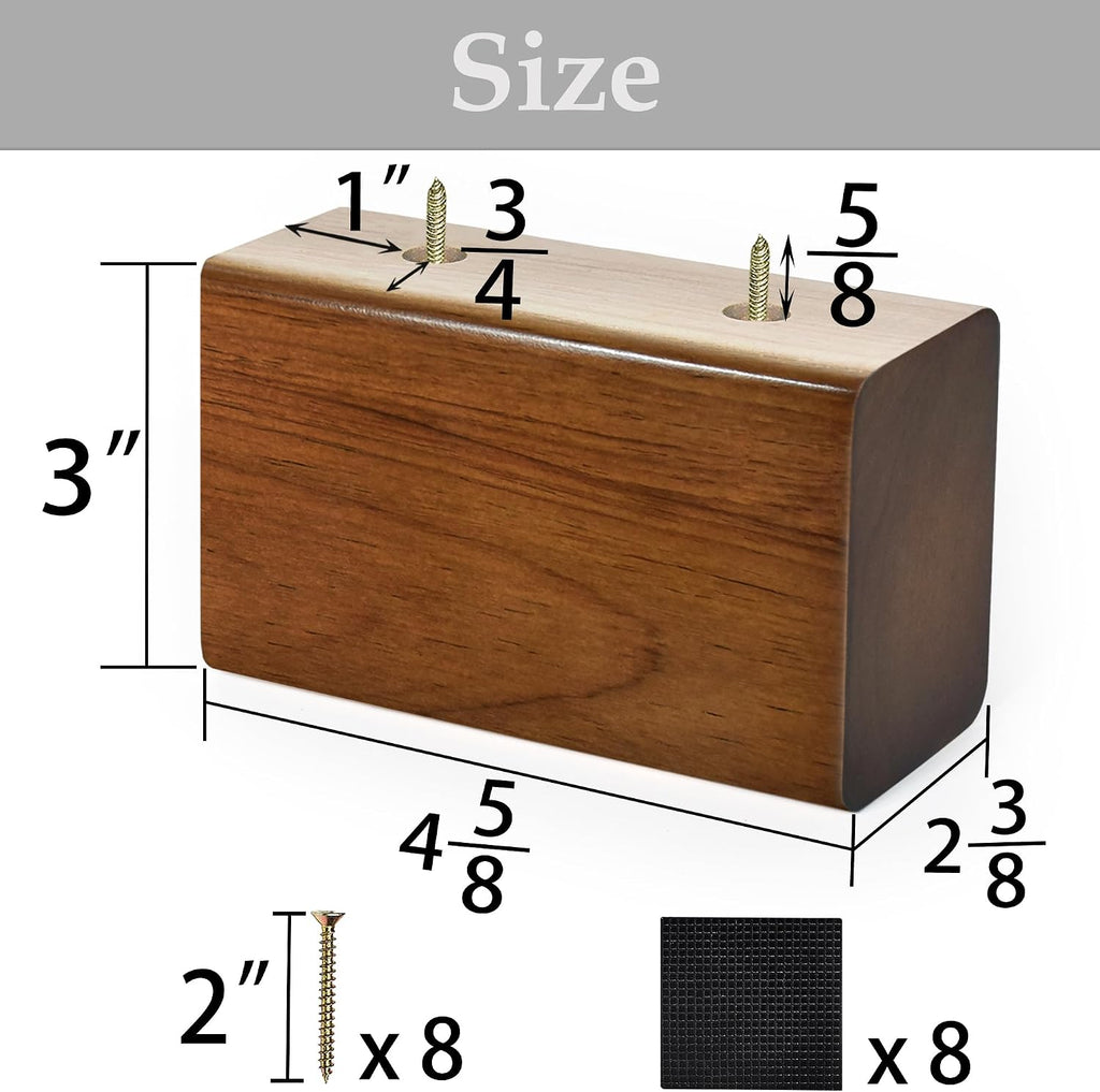 Wood Bed Risers (Brown, 3 inch)