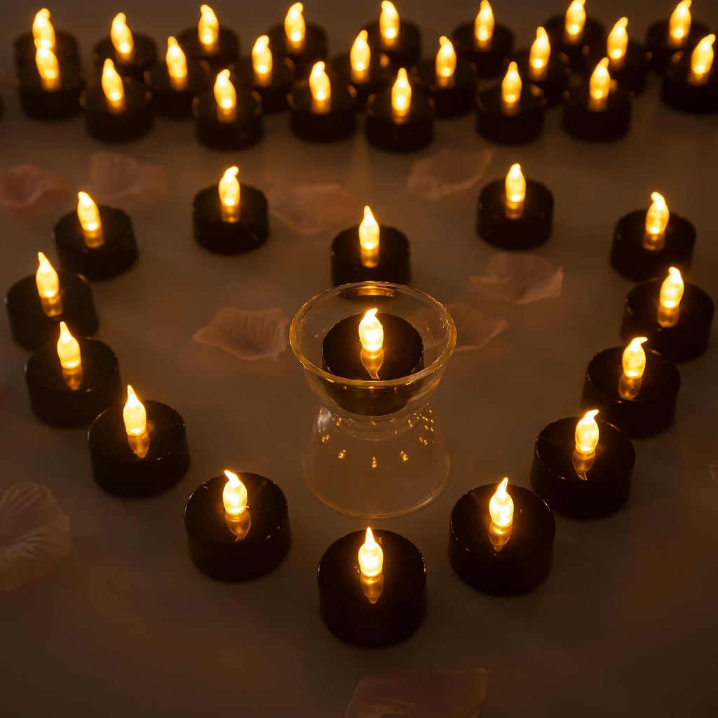 Flameless Tealight Candles, 40 Pack, Batteries Included, Black