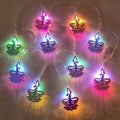 9.8ft Lotus Candle Diwali String Lights, 20 LED Multi-Color Fairy Diya Curtain Lights, Window String Lights, Wedding, Party, Indoor Outdoor Bedroom Decoration(Colorful Flame)