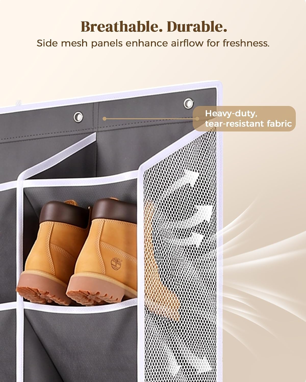 30-60 Pair Over Door Shoe Organizer, 26" Extra Wide Shoe Storage Rack(Grey)