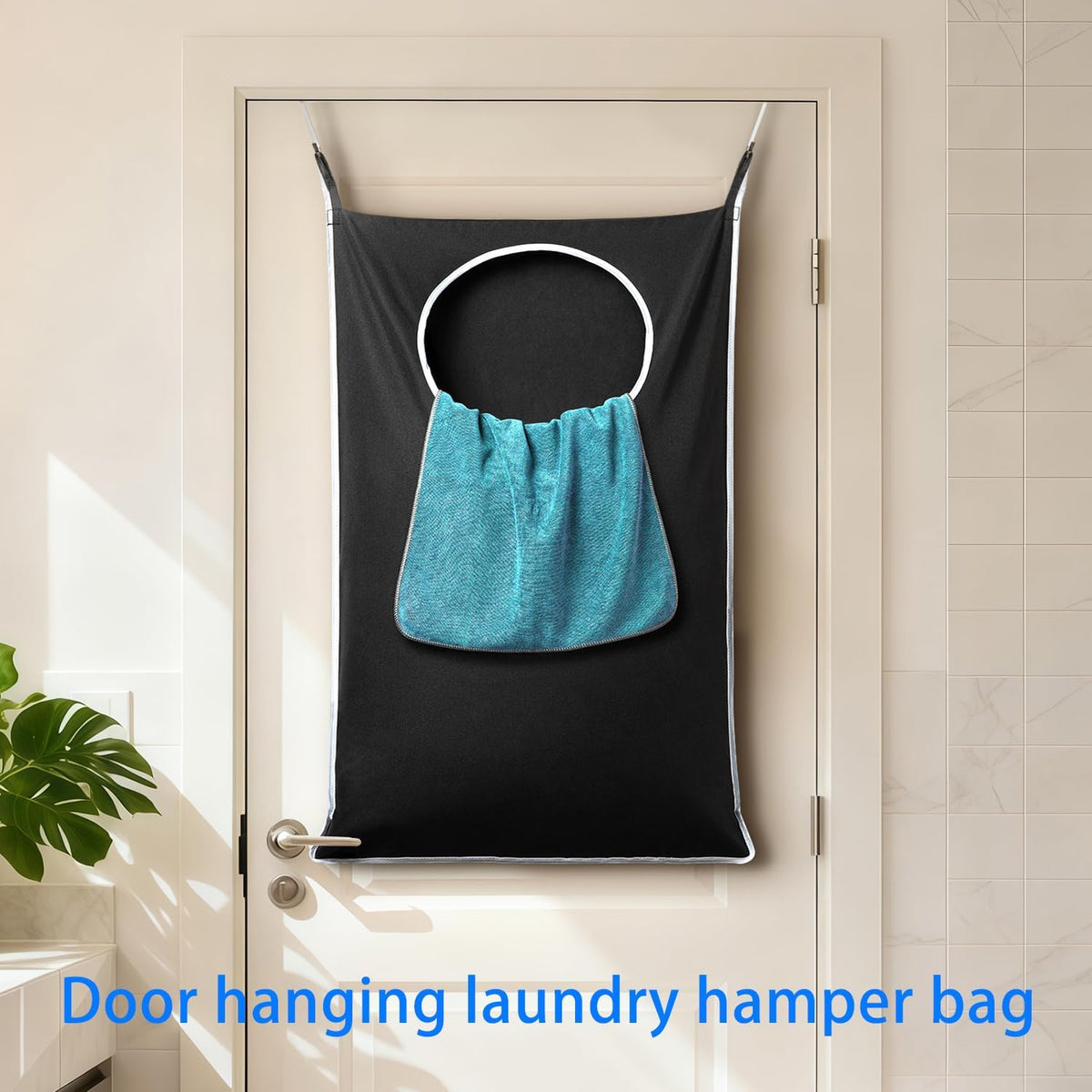 ANSTROUT XL Hanging Laundry Hamper Bags, Door Laundry Hamper with 2 Types of Hooks for Dirty Clothes, Save Bathroom Space Size:36.5x 22 Inch Hanging Laundry Storage Bag (Black)