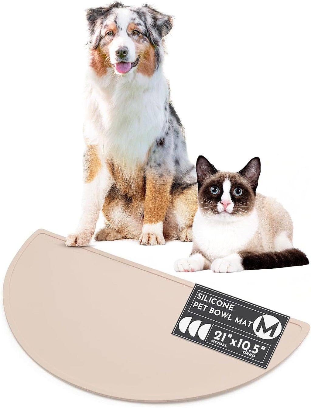 Silicone Dog Food Mat - Pet Placemat, 21" x 10.5" Deep, Large -Natural Sand