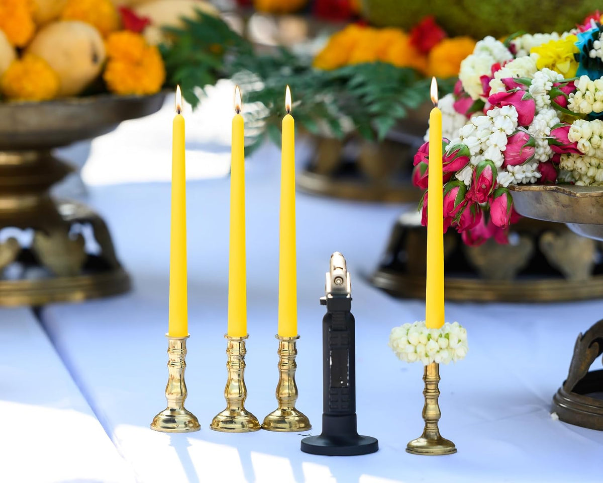 10 Inch Yellow Unscented Taper Candles for Summer Parties