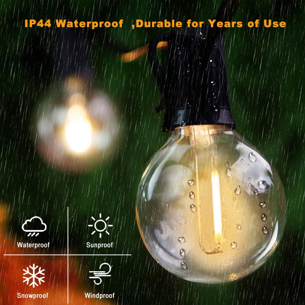 18Ft Outdoor Patio String Lights, Commercial Light String with 10+1 Plastic