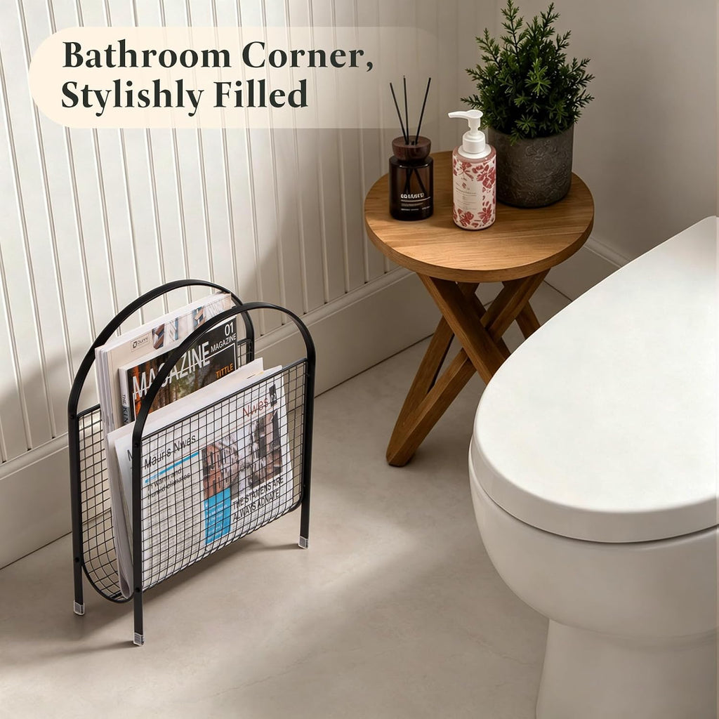 ANBOXIT Magazine Rack Floor, Slim Metal Magazine Holder - Black