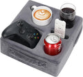 Couch Cup Holder Pillow - Sofa Drink Cup Holder Cozy Buddy, Grey