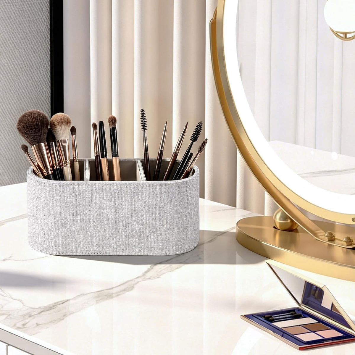 Remote Control Holder Pen Pencil Holder Desk Organizer Caddy(Linen)