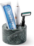BCS Toothbrush Holder for Bathrooms, Cute 4 Slots Open-Bottom Marble Toothbrush and Toothpaste Holder Stand Bathroom Organizer Countertop for Electric Toothbrush, Floss, Razor, Comb - Indian Green