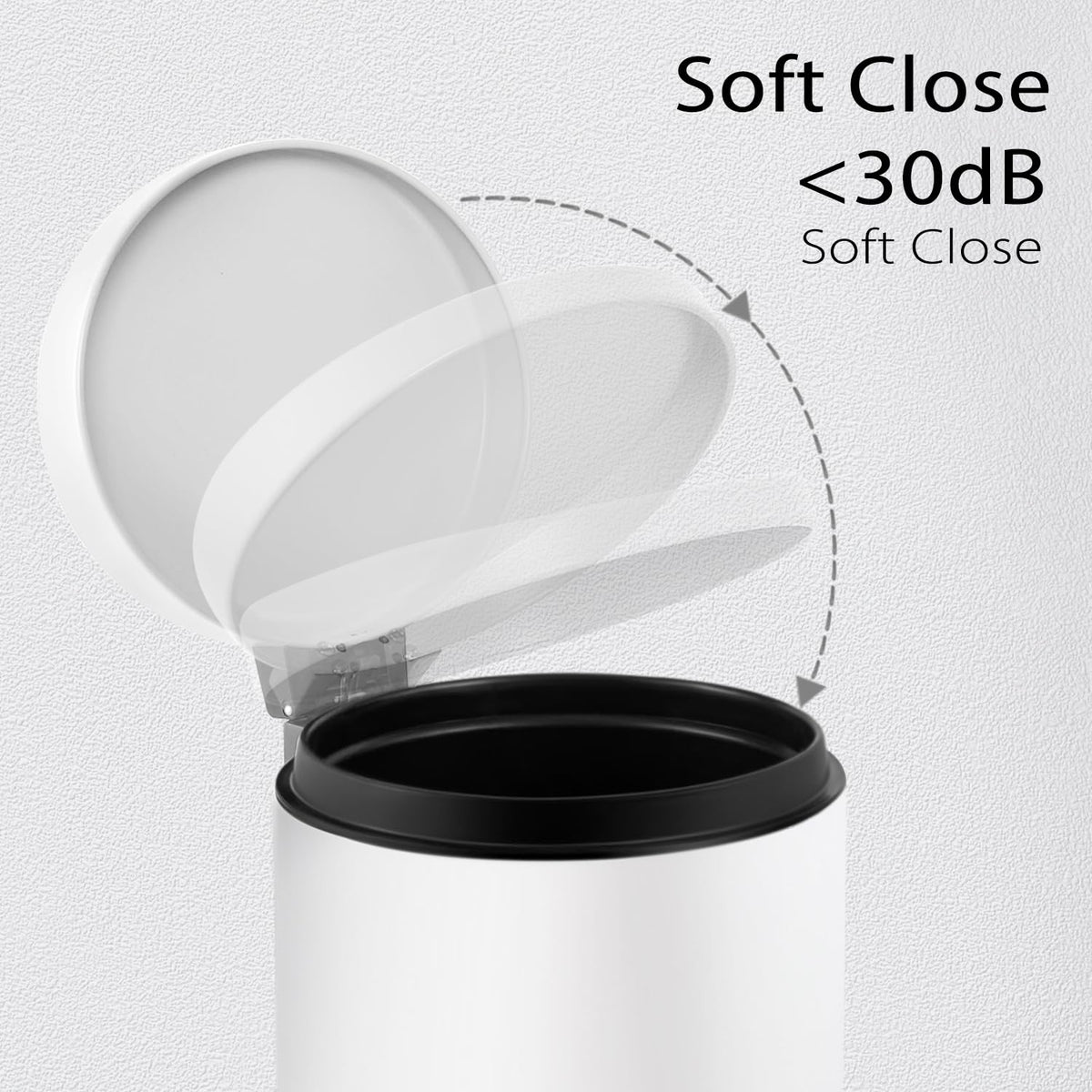 TIPGO Small Bathroom Trash Can with Lid Soft Close, 1.2 Gal, White
