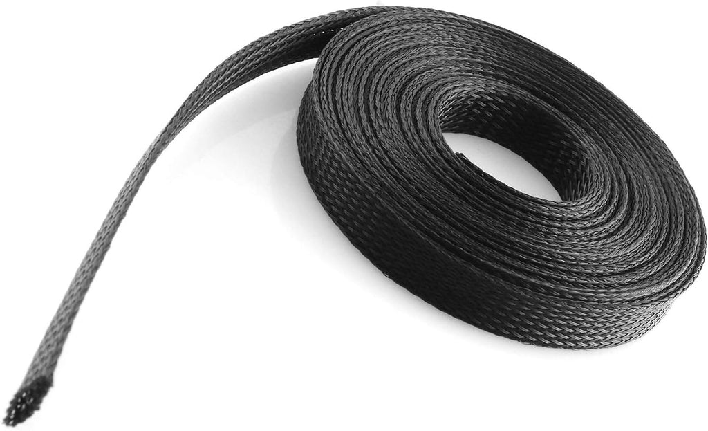 DGZZI Braided Wire Sleeve 16.4ft 1/2 Inch Flame-Retardant Black Expandable Braided Cable Sleeving for Automotive Wire Audio Video and Other Home Device Cable