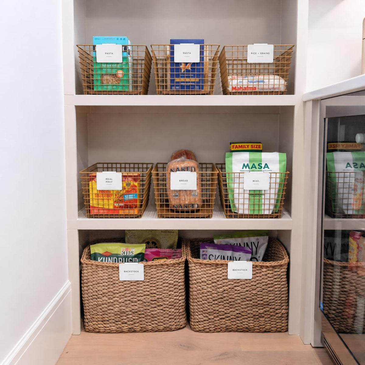Storage Bin Label Holders Clip-On – 10 Pack Metal Basket Labels for Pantry, Baskets, Shelves & Organization Bins, 3.5” x 2.5