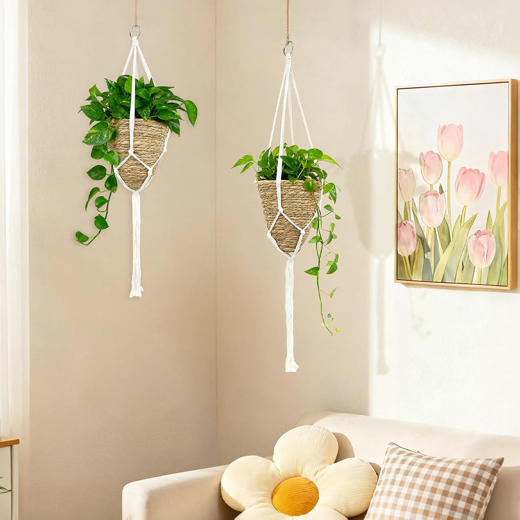 RAINFLOW Macrame Plant Hangers 5 PCS, Hanging Plant Holder Set