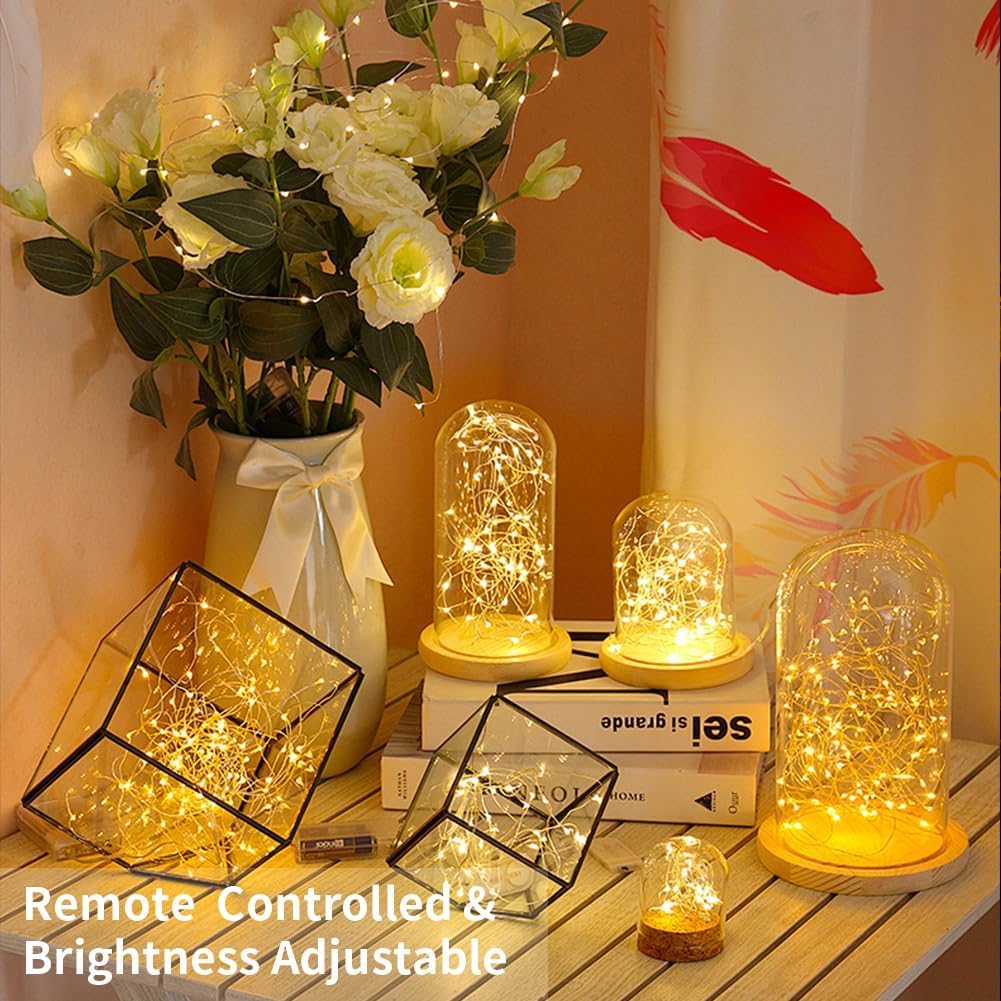 GDEALER 2 Pack 20 Ft 60 LED Fairy Lights, Battery-Operated, Warm White