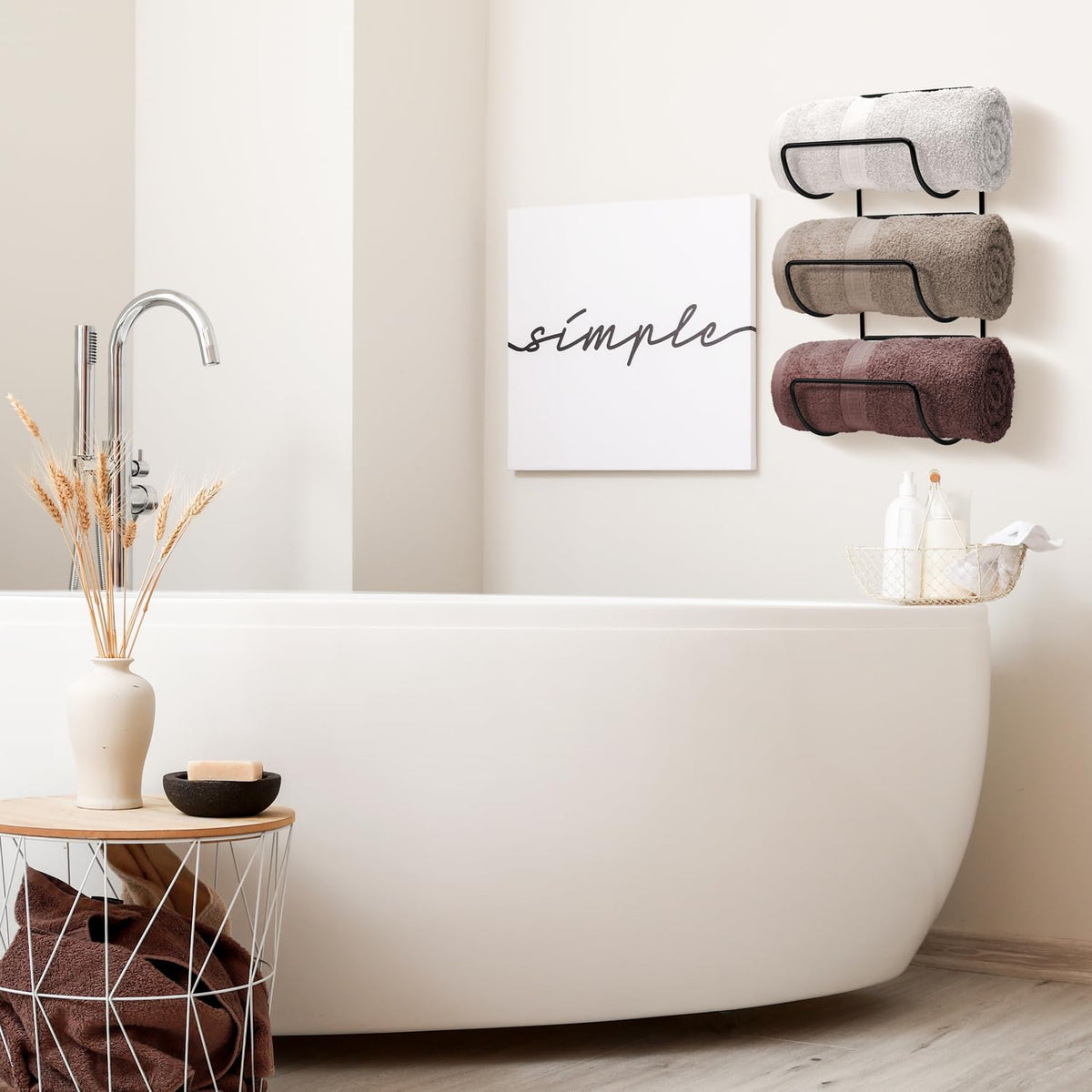 Sorbus Towel Racks for Bathroom, Wall Mounted (4 Pack 12 Towels, Black)
