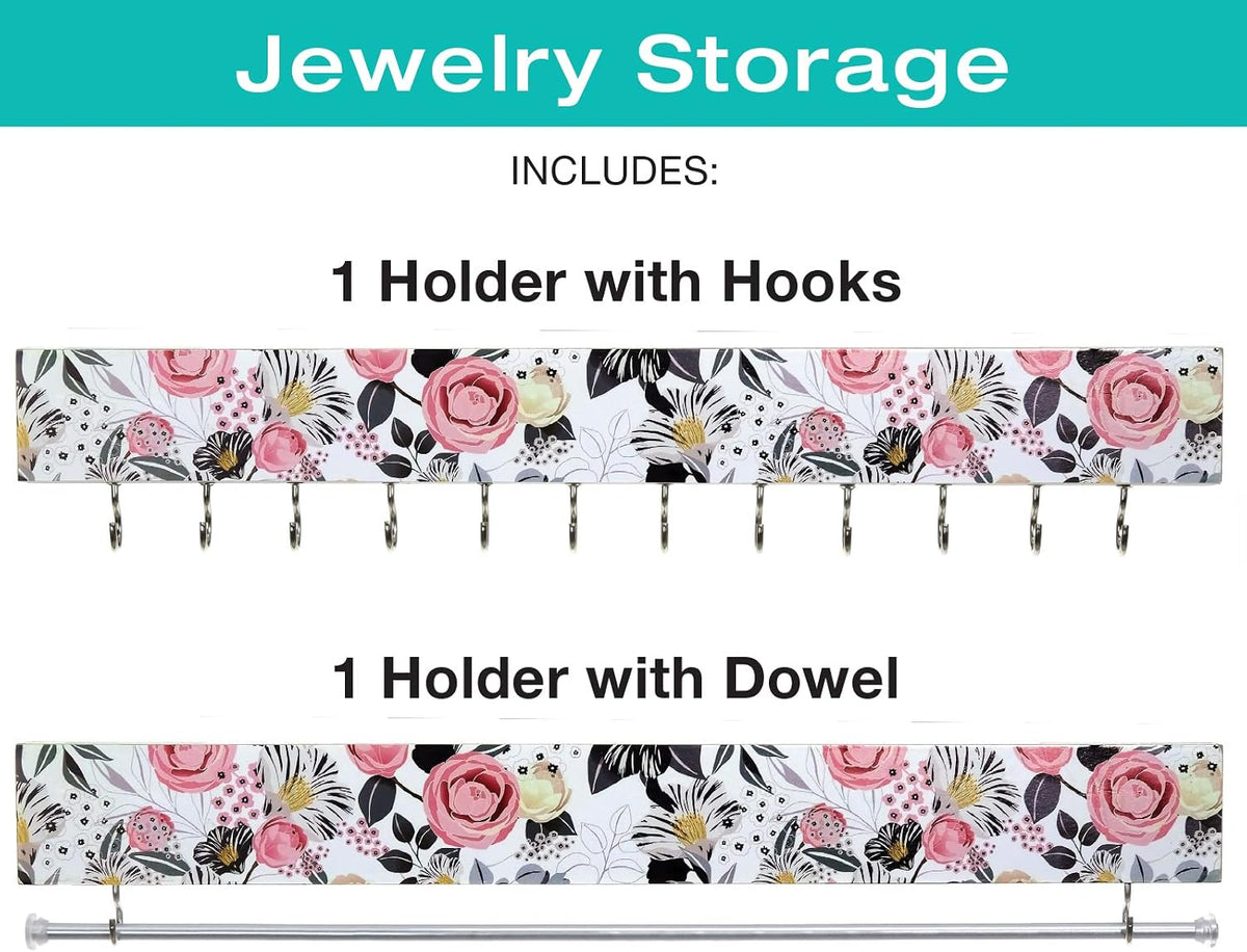 2 Piece Fashion Jewelry Holder Set (Pink and Blue Floral)