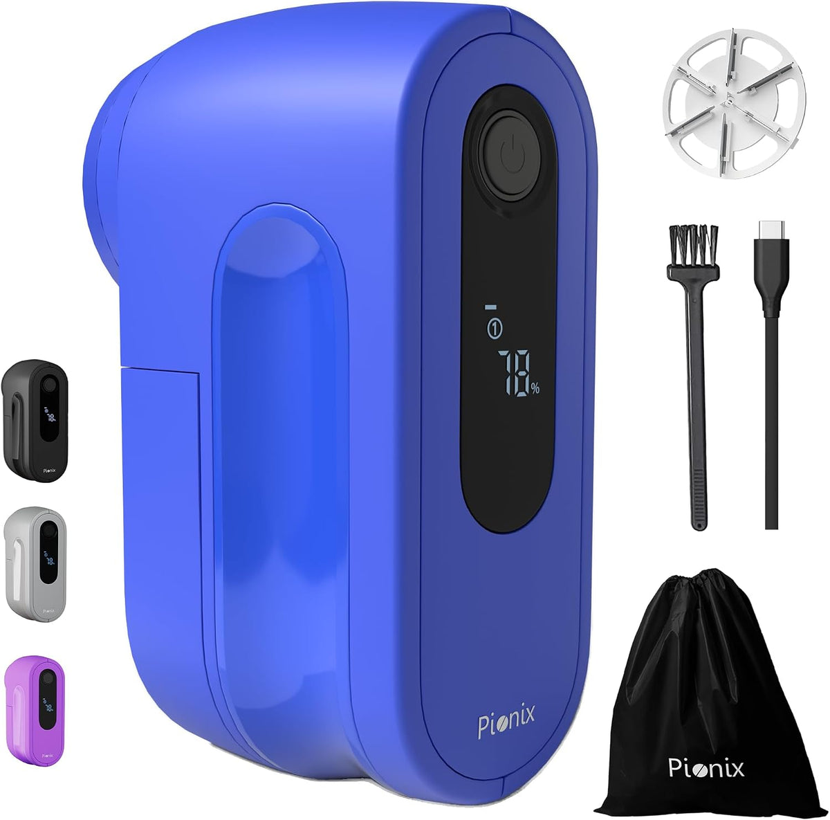 Pionix Fabric Shaver, Sweater Shavers to Remove Pilling, High-Perf Defuzzer, Rechargeable Electric Lint Shaver for Fuzz and Lint Balls from Clothing, Upholstery 2000mah Battery (Candy Blue)
