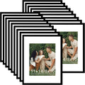 JCJMY 18 Packs 11x14 Picture Frames, Display 8x10 with Mat or 11x14 Without Mat, Black Gallery Wall Frame Set, 11 by 14 Frames Bulk Set of 18 Collage Wall Decor Photo Frames Set for Wall, Black