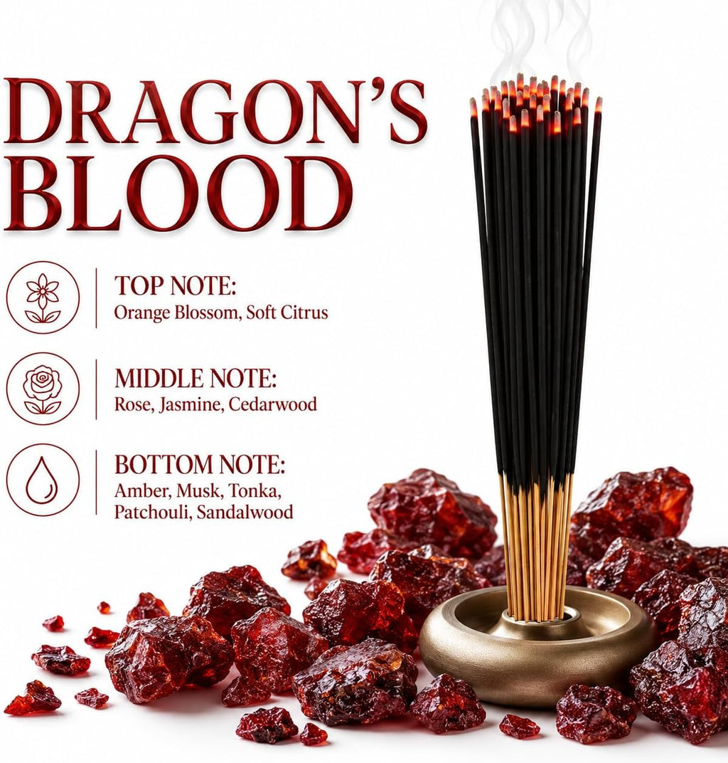 Top 5 Incense Sticks Variety Set Bulk 500 Pack - 11" Sticks, 5 Bundles of 100 Sticks Per Bundle - Dragons Blood, Frankincense and Myrrh, Lavender, Nag Champa, and Sandalwood.