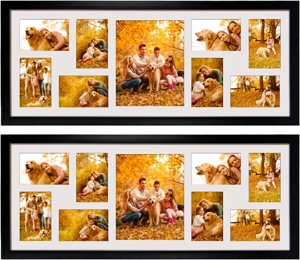 WIFTREY 2 Pack 4x6 Picture Frames Collage with 9 Openings, Display Eight 4 x 6 Pictures and One 8x10 Photos for Wall Mounting, Black