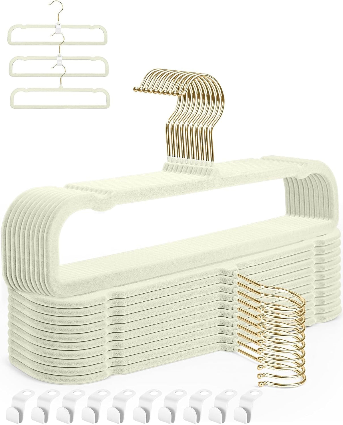20 Pack Velvet Pants Hangers for Closet Space Saving, Thin Hanger (White)