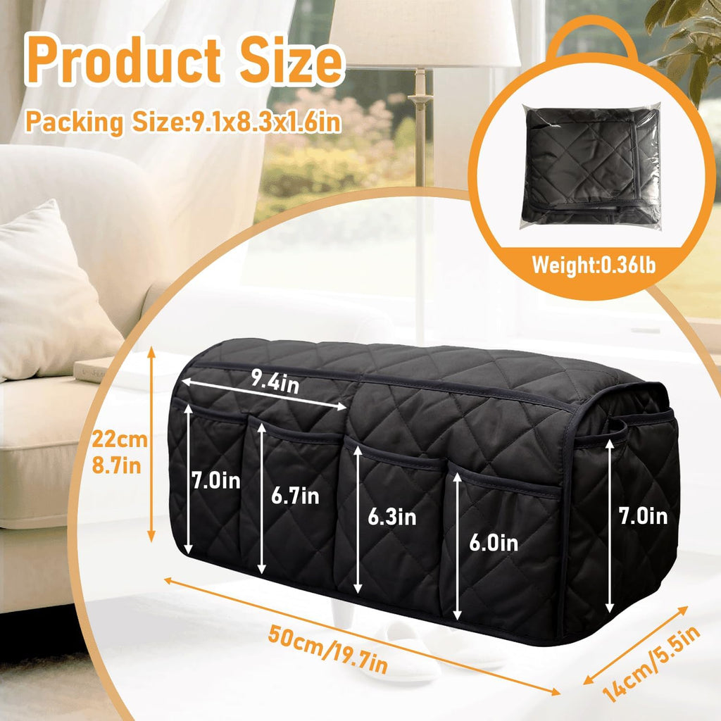 Armchair Caddy for Recliner, Non-Slip Recliner Pocket Organizer, Remote Holder for Recliners, Sofa Armrest Organizer, Couch Caddy with 14 Pockets Storage for TV Remote, Phone, Magazine (Black)