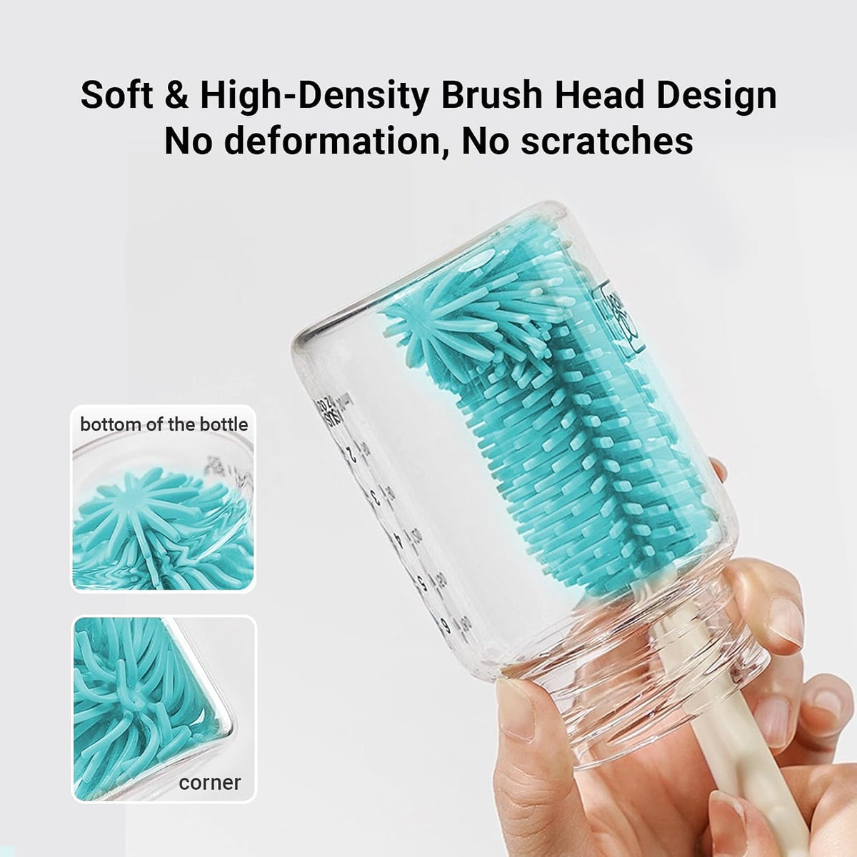 Aynmer Baby Bottle Brush Cleaner Set - 10 In 1 Travel Bottle Cleaning Brush Kit with Silicone Bottle Brush, Nipple Brush, Soap Dispenser, Portable Drying Rack, Breast Pump & Bottle Cleaning Kit -Green