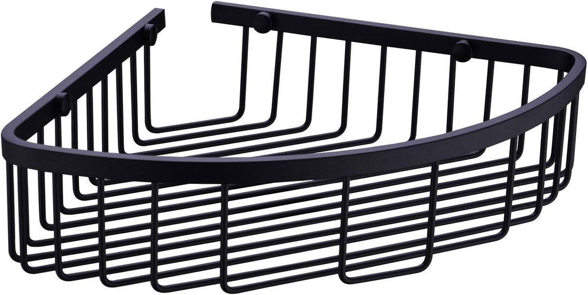 304 Stainless Steel Shower Caddy Corner Basket Shelf Bathroom Organizer Wall Mounted Storage, Matte Black Plated Finish Heavy Duty