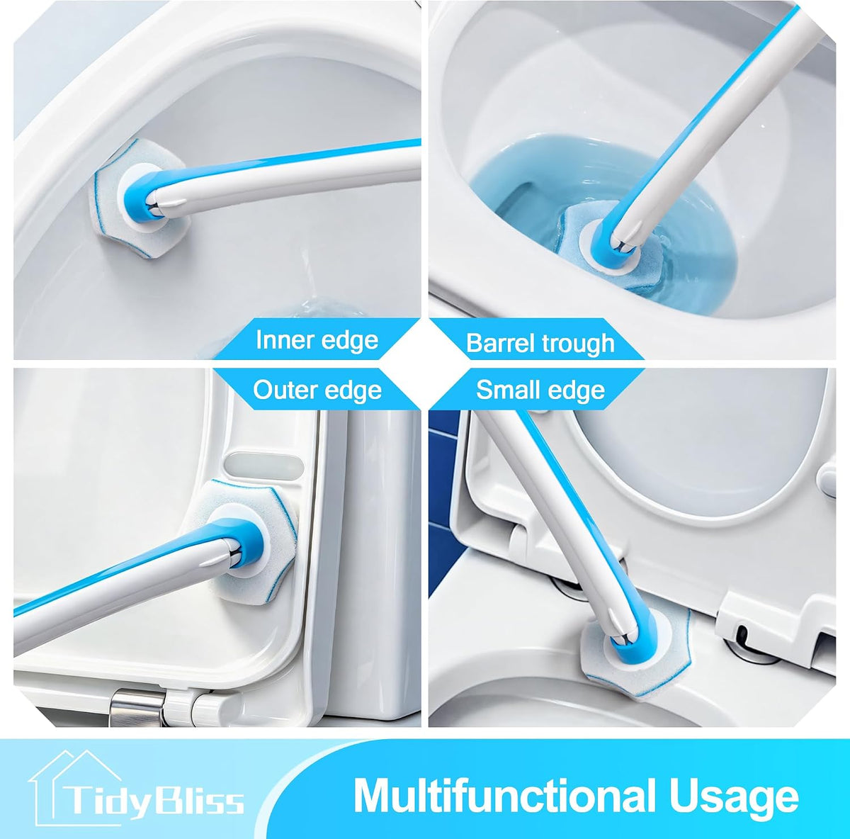 TidyBliss Disposable Toilet Brush and Holder Set with 48 Cleaner Refills