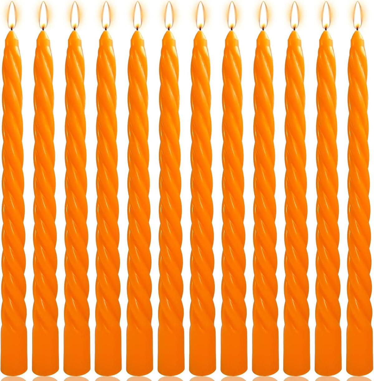 12 Pack 10 x 0.87 Inch Orange Twisted Taper Candles,