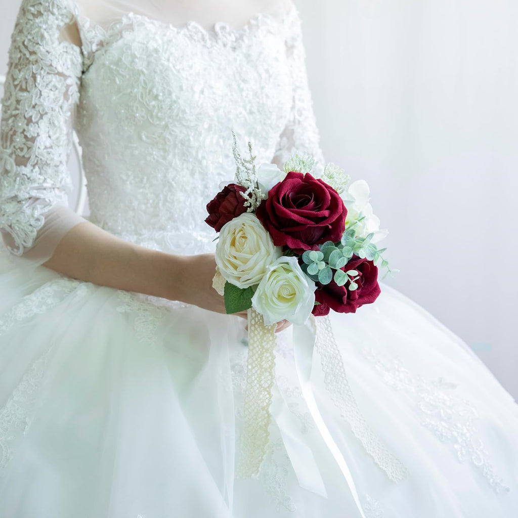 Burgundy Wedding Bouquets for Bride, Bridesmaid Flower Bouquet