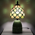 Tiffany Stained Glass Mushroom Table Lamp 12.5 Inch -Amber Pearl