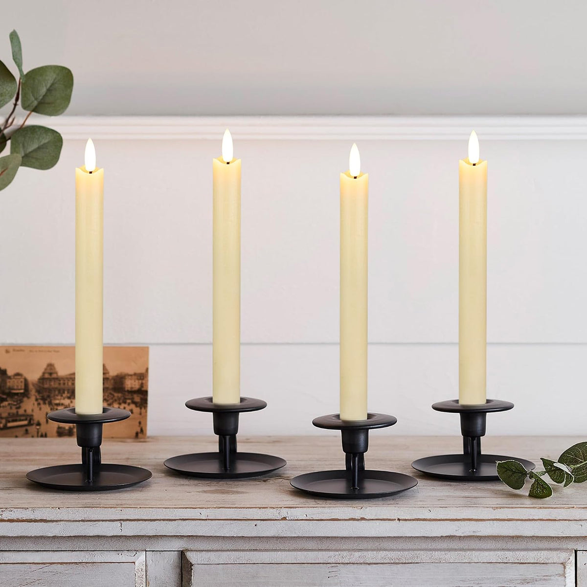 JOIONE Ivory Flameless Taper Candles with Remote, 6 Pack Flickering Tapers