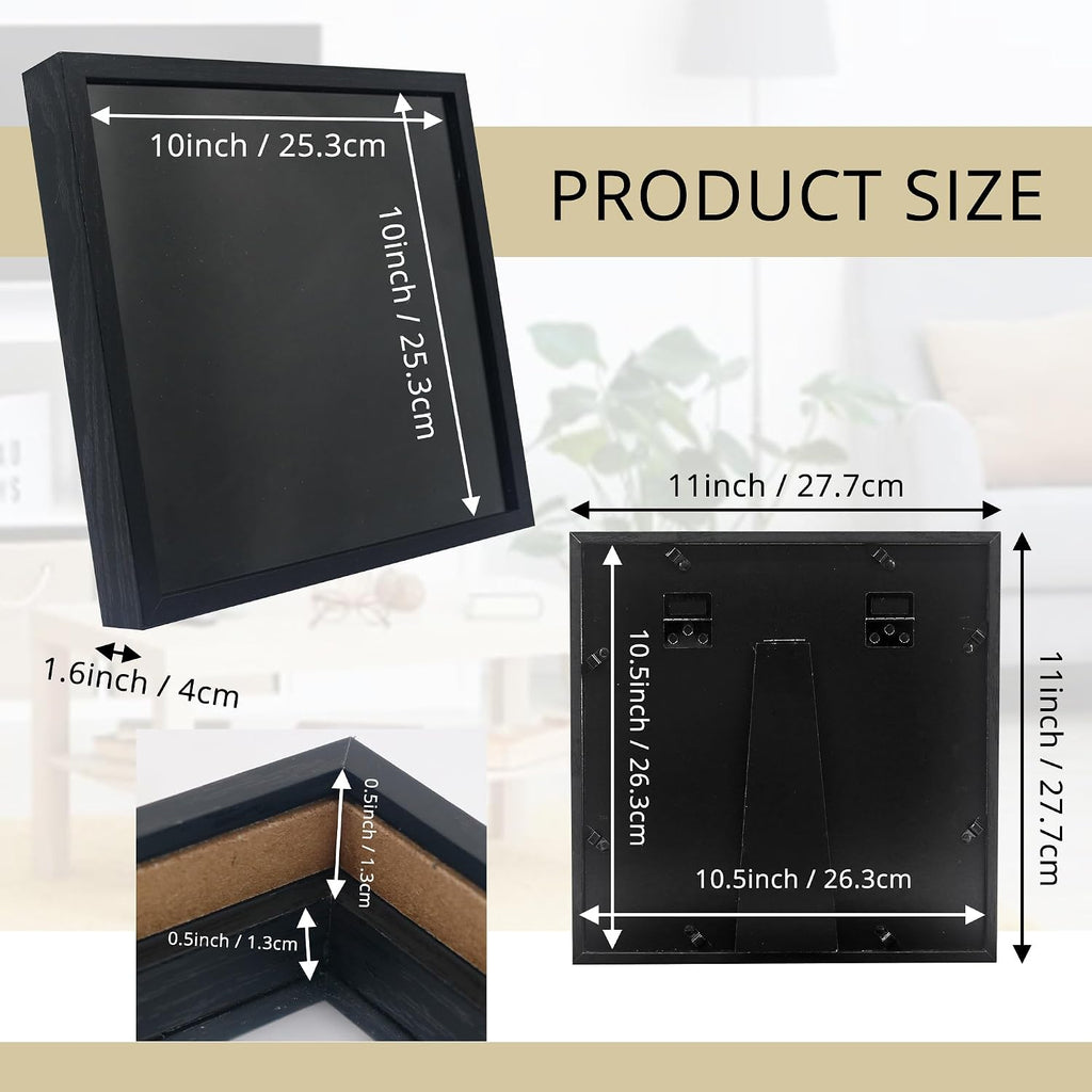 GMFrames 11x11 Enamel Pin Display Case, Pin Collection Display Frame with Real Glass, Shadow Box for Wall and Tabletop, Pin Holder Black (Pack of 2)