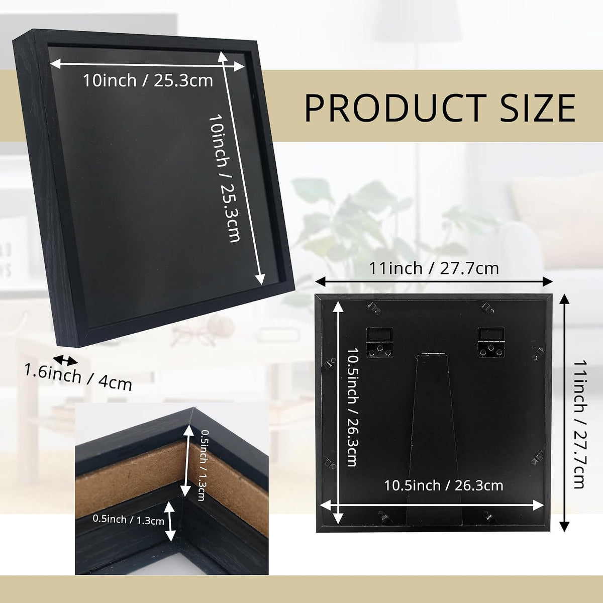 GMFrames 11x11 Enamel Pin Display Case, Pin Collection Display Frame with Real Glass, Shadow Box for Wall and Tabletop, Pin Holder Black (Pack of 2)