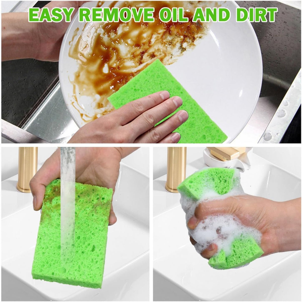 YoleShy 24 Pack Dish Sponges Kitchen Natural Compressed Cellulose Sponges