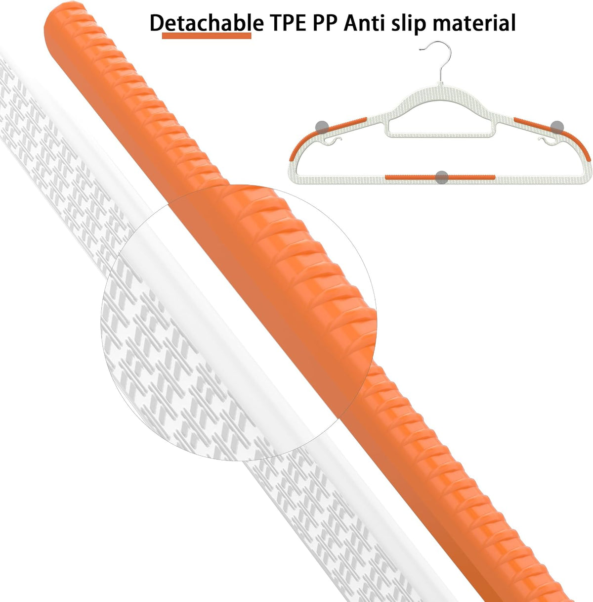 20 Pack Heavy Duty Plastic Hangers, Non Slip Clothes Hangers with Rubber Pads and 360° Hook - Thin Space Saving Hanger, Closet Organizer for Shirt, Pants, Suit, Skirt, Coat - Orange