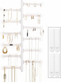12-Tier Hanging Wall Jewelry Organizer, Earring,Necklace,Ring Holder-White