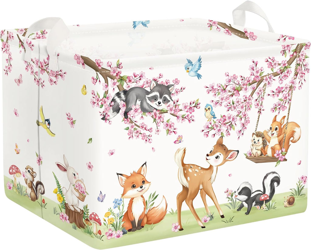 Clasty Animal Flower Kid Storage Basket Foldable Laundry Hamper, 36L Deer