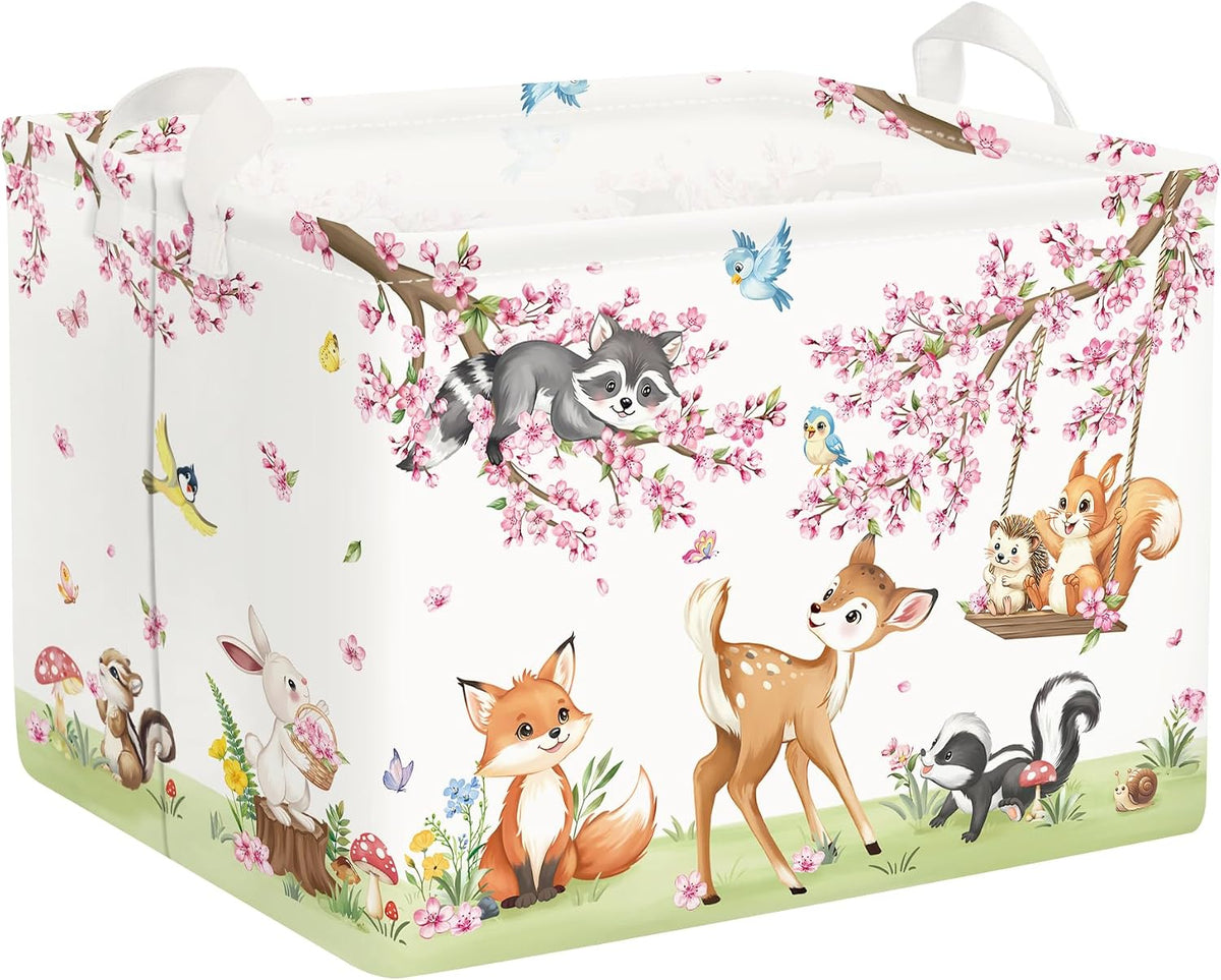 Clasty Animal Flower Kid Storage Basket Foldable Laundry Hamper, 36L Deer