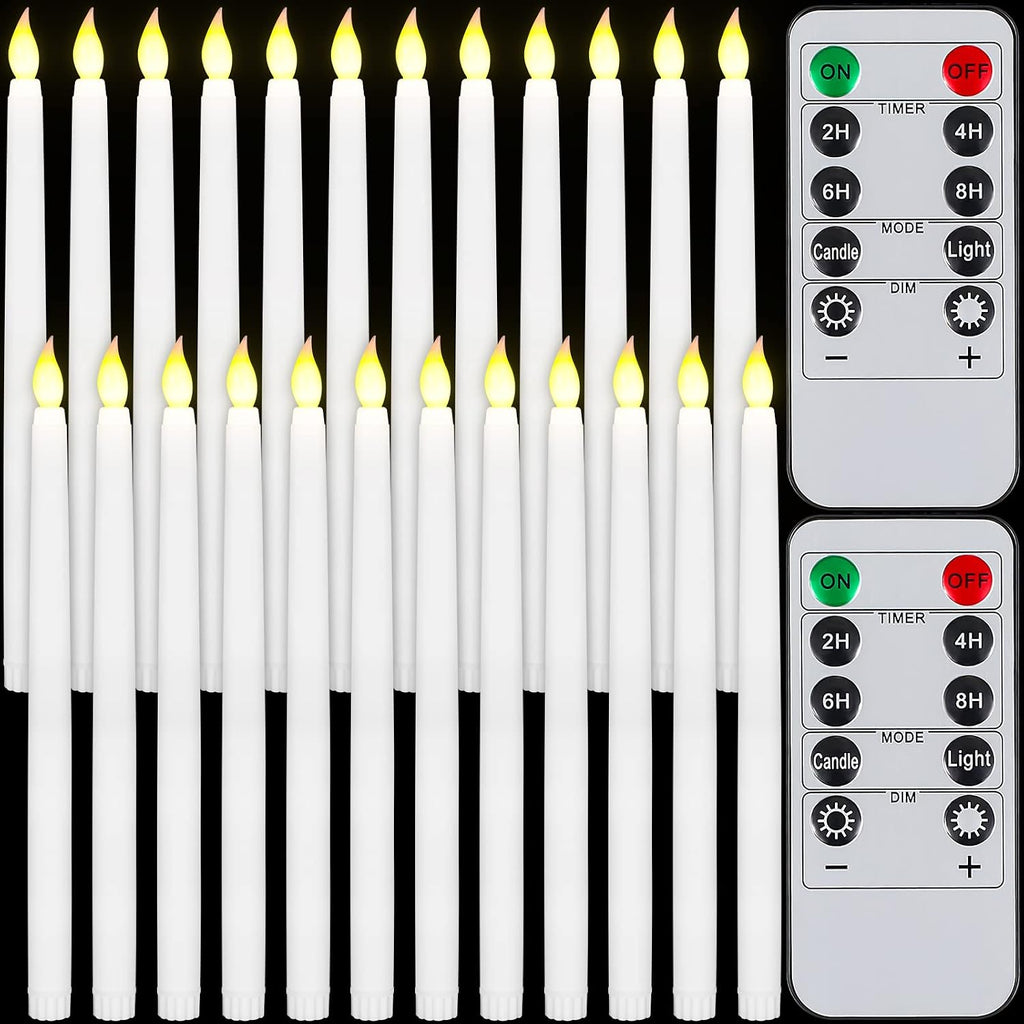 Tuanse 24pcs 11" LED Flameless Taper Battery Candles for Halloween, White