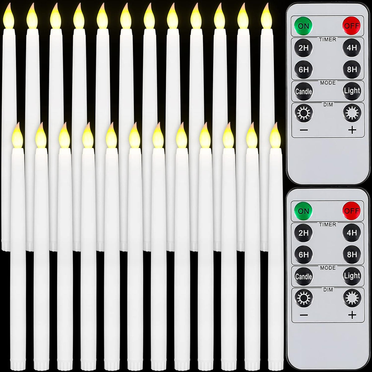 Tuanse 24pcs 11" LED Flameless Taper Battery Candles for Halloween, White