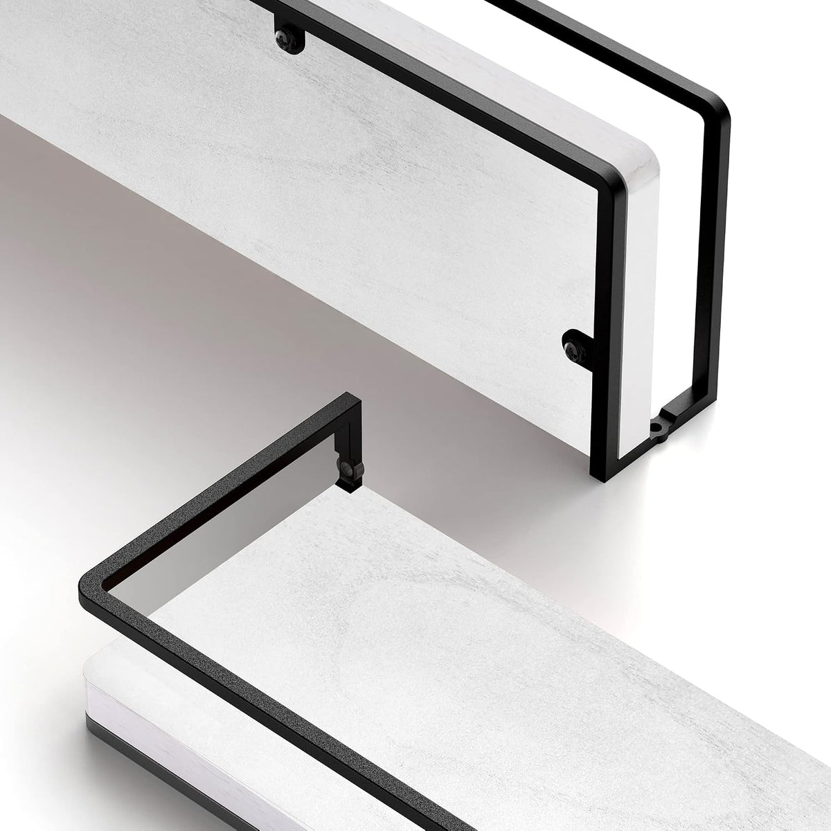 Meangood White Floating Shelves for Wall, 17 inch Bathroom Shelf, Set of 2