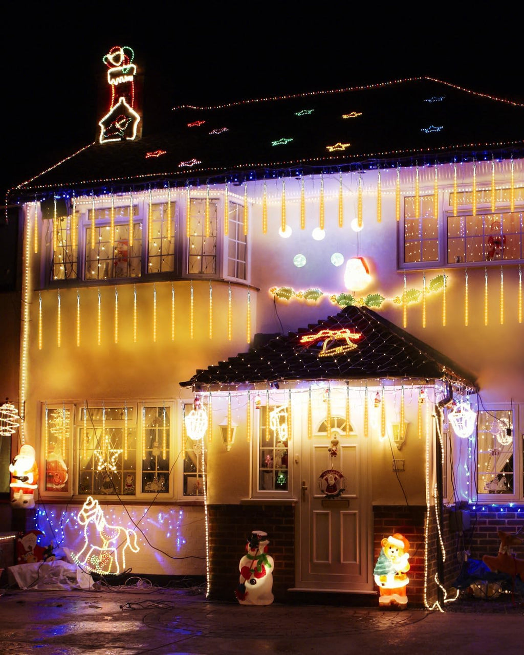 Christmas Lights 10 Tubes Warm White Meteor Shower Icicle Lights 240 LED