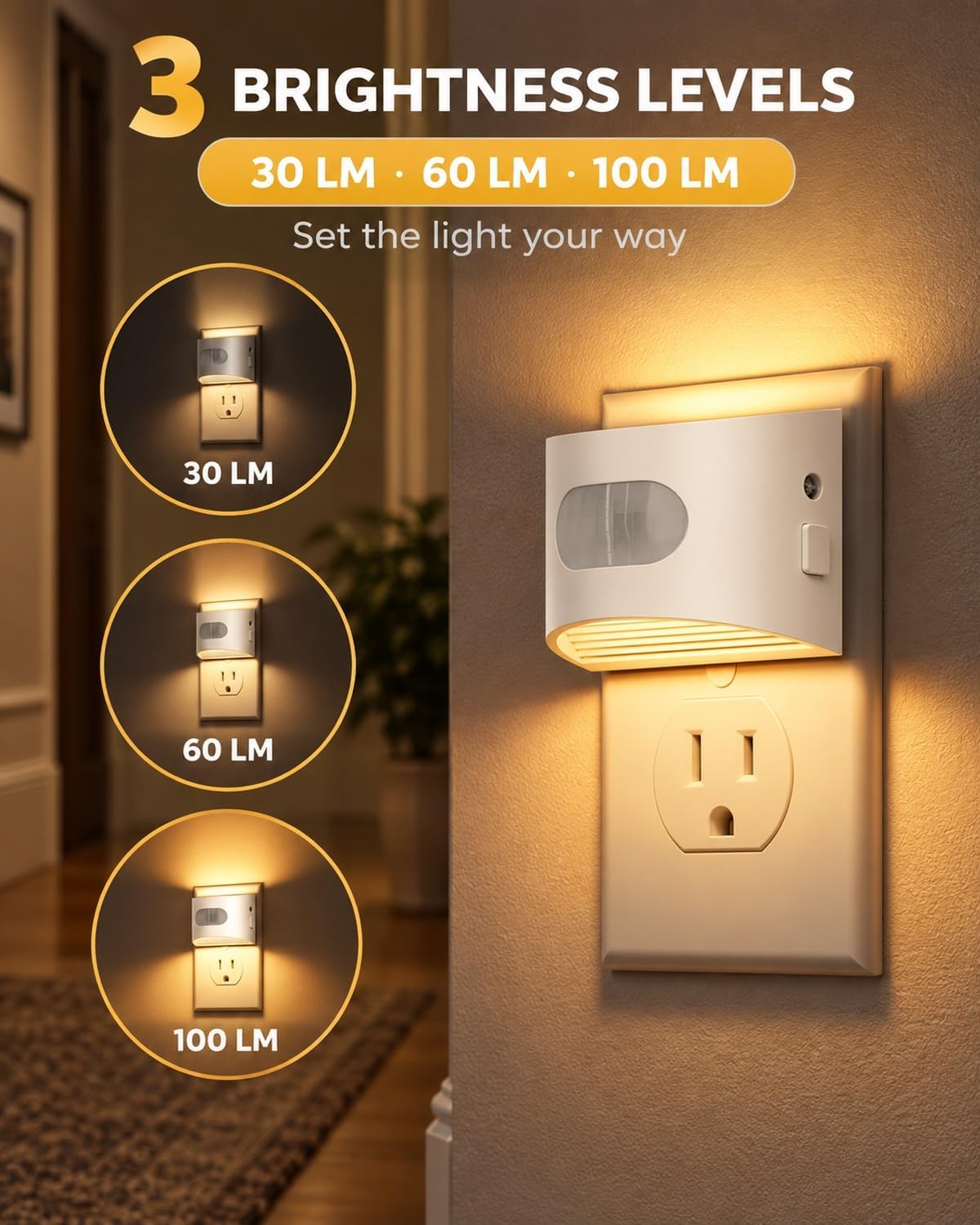 L LOHAS LED Motion Sensor Night Light, Night Lights Plug into Wall, 4 Pack