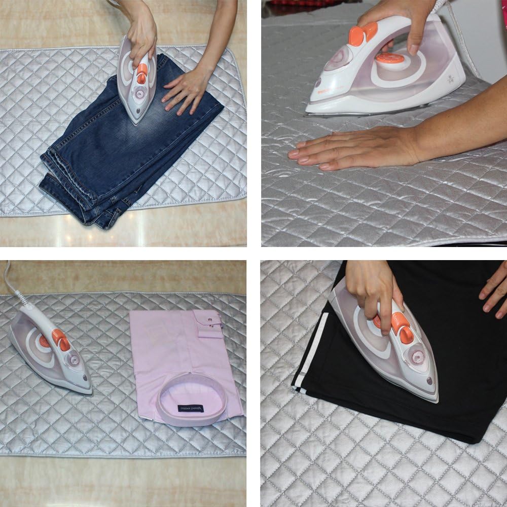 Kaxich Foldable Magnetic Ironing Mat Washer Dryer Heat-Resistant Ironing Pad Blanket Thick Portable Ironing Board Cover for Table, Travel and Flat Surface 33"X 19"