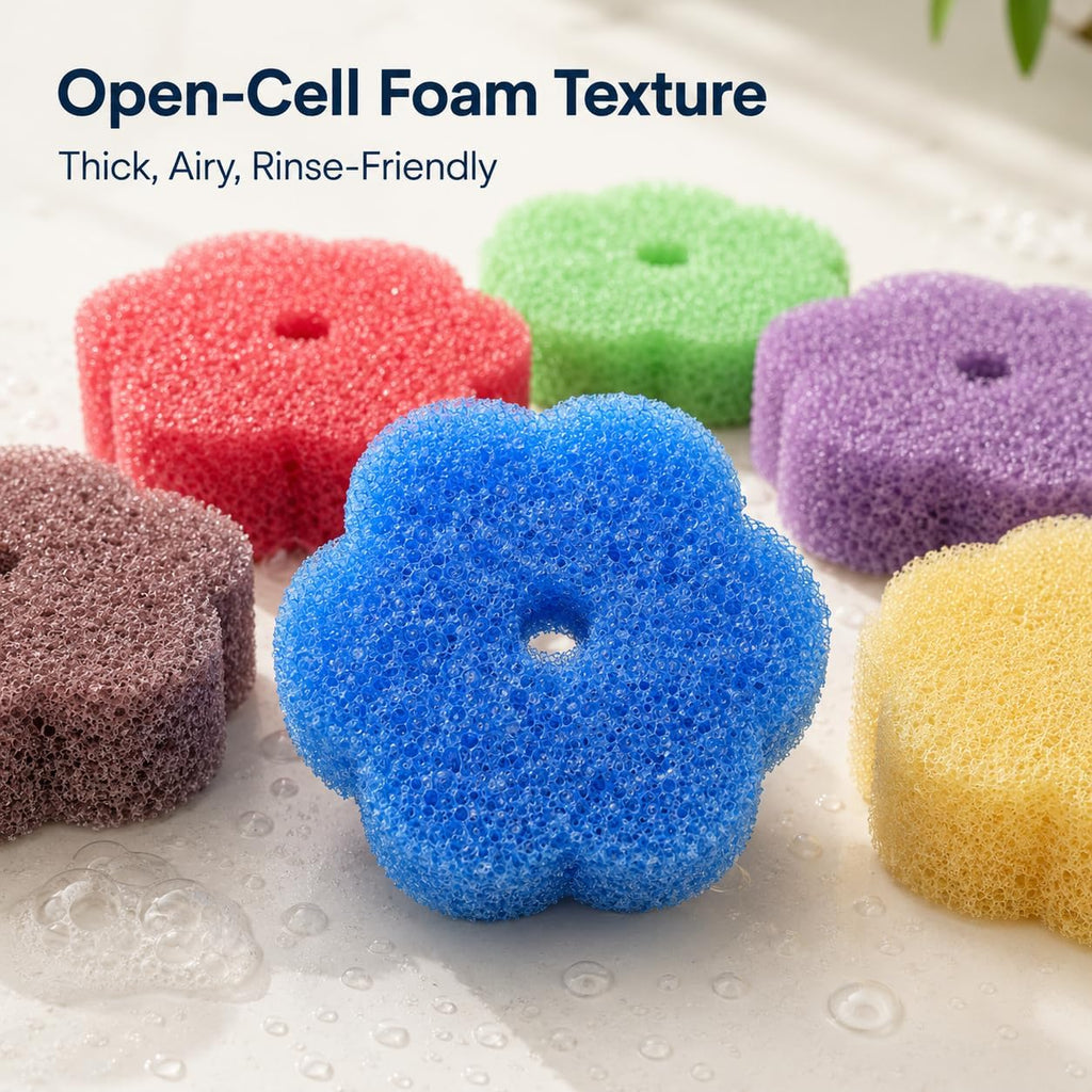 Scrub Flower Temperature-Sensitive Non-Scratch Dish Sponges, 6 Count
