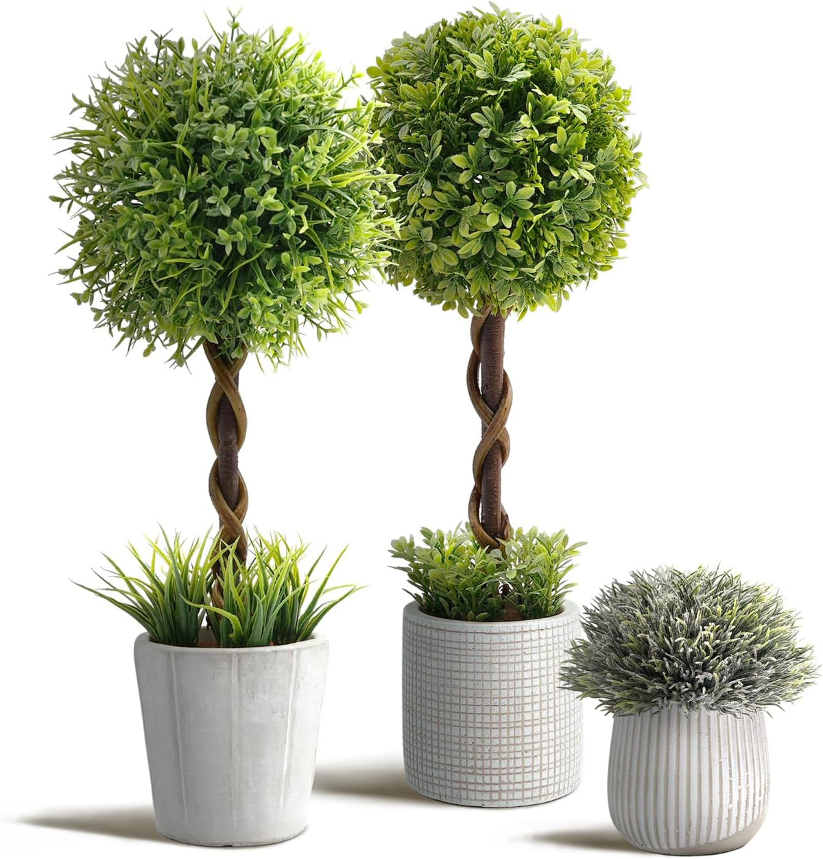 3 Pack Small Artificial Boxwood Topiary Tree, 14.5" Faux Indoor 028