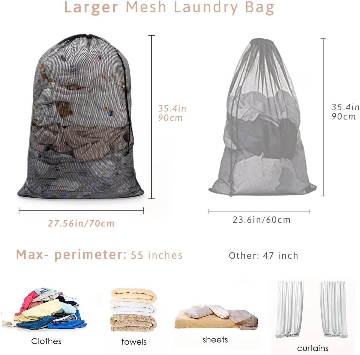Meowoo 2Pcs Large Mesh Laundry Bag, 27×36inch